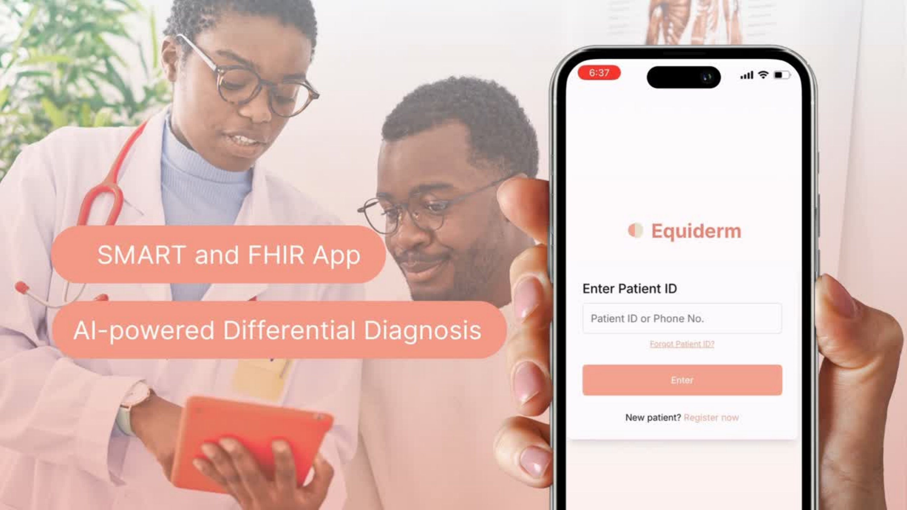 Equiderm in clinical use — doctor and patient with app